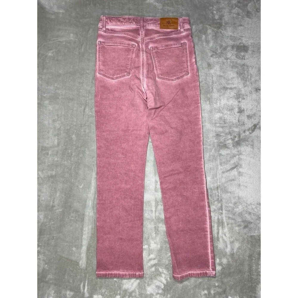 Ralph Lauren Straight Ankle Jean Women Size 2 Pink High Rise Slim